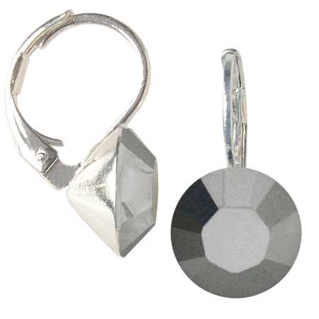 8mm Ohrringe mit Swarovski Kristall in der Farbe Jet Hämatit Anthrazit